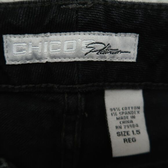 Chico's Platinum Jeans Women's 1.5R US-10 Black Mid-Rise Slim Leg 29.5" Inseam - Picture 9 of 16